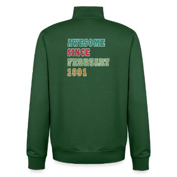 Februar 1991 Geburtstagsgeschenk - Unisex Organic Zip Sweatshirt von Stanley/Stella - Flaschengrün - Hinten - AI Model Male 185 dark (185cm)