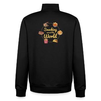 Grignotage autour du monde : Motif du voyage culinaire - Sweat zippé unisexe en coton bio Stanley/Stella - noir - Dos - AI Model Male 185 light (185cm)