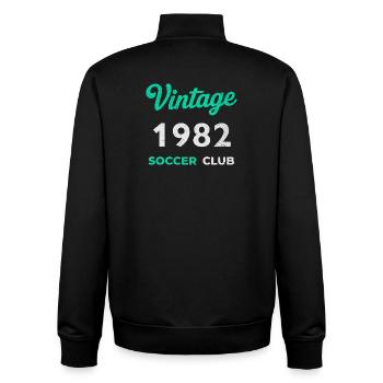 Vintage 1982 – Soccer Club Retro Geburtsjahr - Unisex Organic Zip Sweatshirt von Stanley/Stella - Schwarz - Hinten - AI Model Male 185 light (185cm)