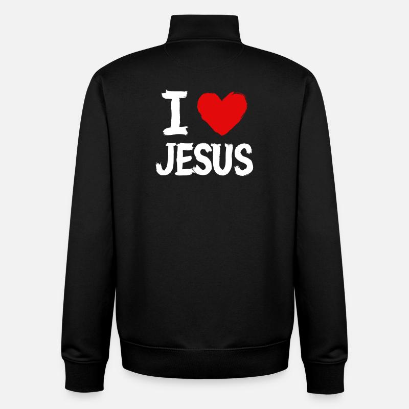J’aime Jésus - Sweat zippé unisexe en coton bio Stanley/Stella - noir