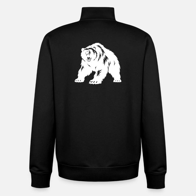 Silhouette de l’ours grizzli - Sweat zippé unisexe en coton bio Stanley/Stella - noir