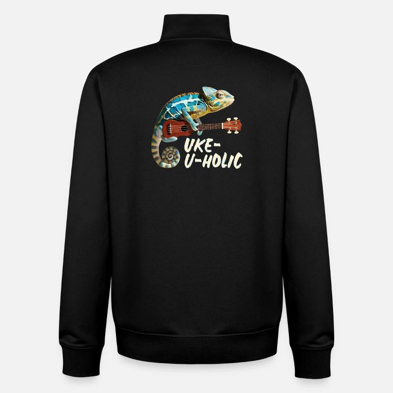Chamäleon Uke-u-holic - Unisex Organic Zip Sweatshirt von Stanley/Stella - Schwarz