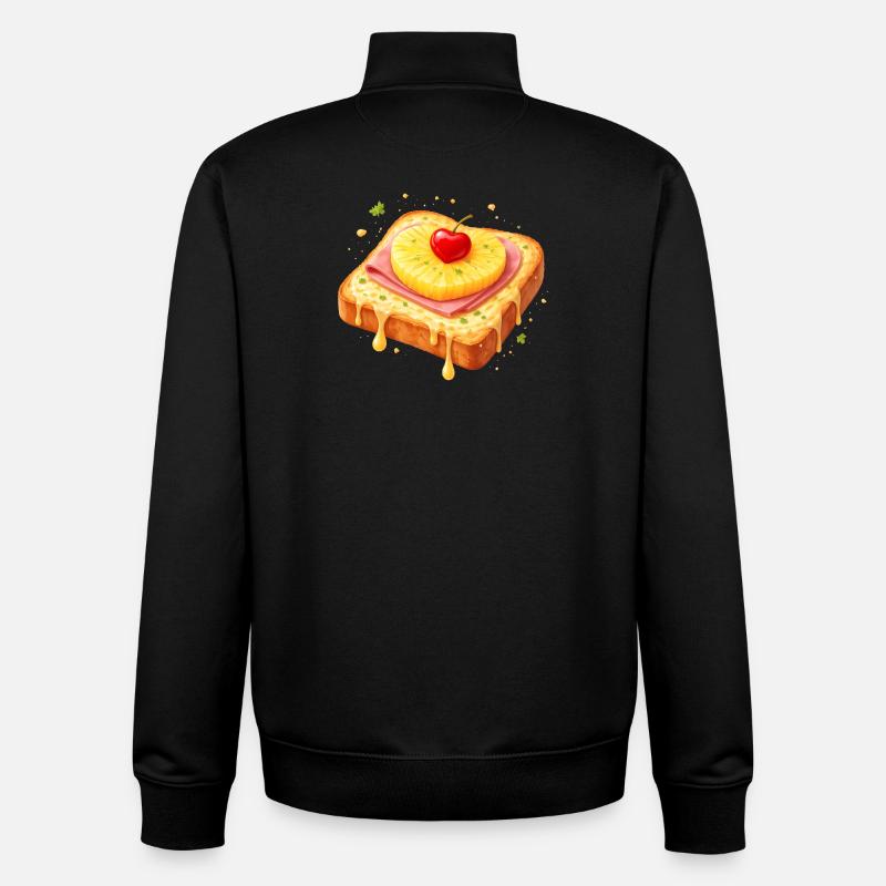 Toast with pineapple and cherry illustration - Unisex Organic Zip Sweatshirt by Stanley/Stella - black