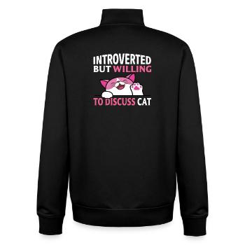 Introverted cat discussion - Unisex Organic Zip Sweatshirt by Stanley/Stella - black - Back - AI Model Male 185 light (185cm)
