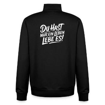 Du hast nur ein Leben – Lebe es - Unisex Organic Zip Sweatshirt von Stanley/Stella - Schwarz - Hinten - AI Model Male 185 light (185cm)