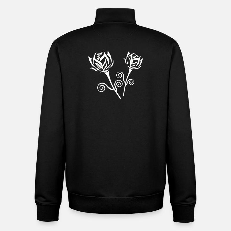 Roses - Sweat zippé unisexe en coton bio Stanley/Stella - noir