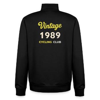 Vintage 1989 – Cycling Club Retro Birth Year - Unisex Organic Zip Sweatshirt by Stanley/Stella - black - Back - AI Model Male 185 light (185cm)