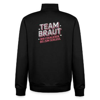 Team Braut Wir Eskalieren Crew Squad JGA Frauen - Unisex Organic Zip Sweatshirt von Stanley/Stella - Schwarz - Hinten - AI Model Male 185 light (185cm)