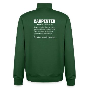 Zimmermann Definition Lustiger Handwerker Spruch - Unisex Organic Zip Sweatshirt von Stanley/Stella - Flaschengrün - Hinten - AI Model Male 185 dark (185cm)
