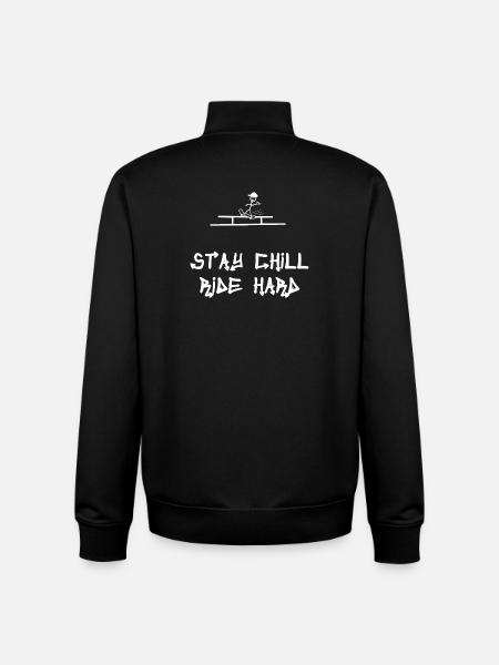 Reste calme, roule dur Skateboard Shaka - Sweat zippé unisexe en coton bio Stanley/Stella - noir