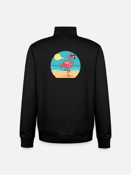 Flamingo sunbathing No.2 - Unisex Organic Zip Sweatshirt by Stanley/Stella - black