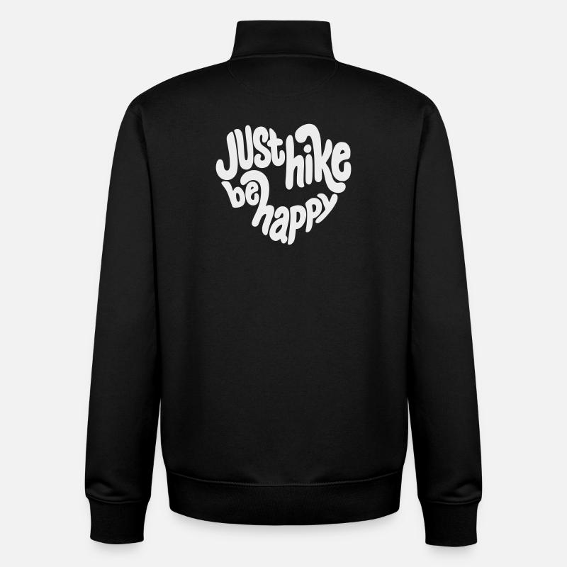 Lettrage Just Hike Be Happy - Sweat zippé unisexe en coton bio Stanley/Stella - noir