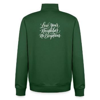 Liebe deinen Nächsten – ohne Ausnahme – Christlich - Unisex Organic Zip Sweatshirt von Stanley/Stella - Flaschengrün - Hinten - AI Model Male 185 dark (185cm)