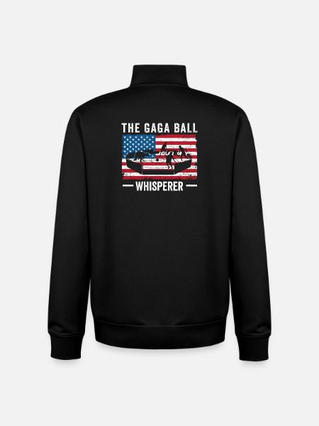 Gaga Ball Whisperer USA Flag - Unisex Organic Zip Sweatshirt by Stanley/Stella - black