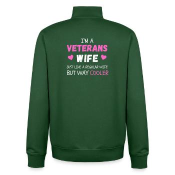 Proud Veteran Wife - Unisex Organic Zip Sweatshirt by Stanley/Stella - bottle green - Back - AI Model Male 185 dark (185cm)