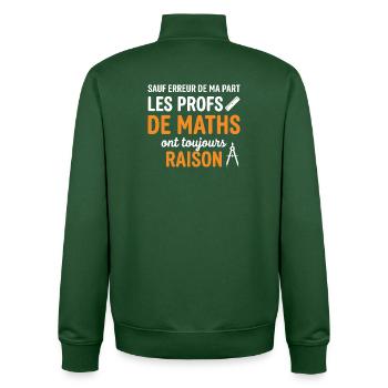 Profs de Maths Toujours Raison - Sweat zippé unisexe en coton bio Stanley/Stella - vert bouteille - Dos - AI Model Male 185 dark (185cm)