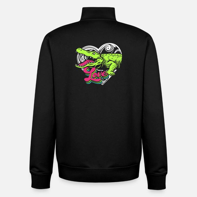 Chasse au crocodile - Sweat zippé unisexe en coton bio Stanley/Stella - noir