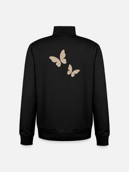 Beige Butterfly Pattern - Unisex Organic Zip Sweatshirt by Stanley/Stella - black