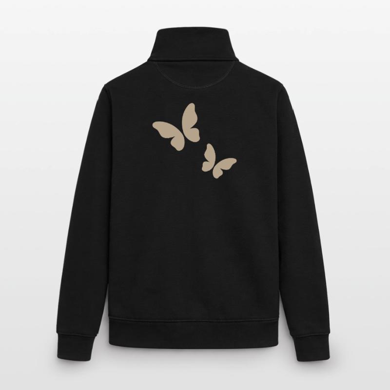 Beige Butterfly Pattern Unisex Organic Zip Sweatshirt by Stanley/Stella