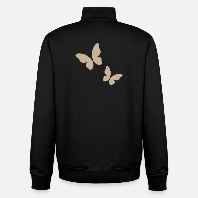 Beige Schmetterling Muster - Unisex Organic Zip Sweatshirt von Stanley/Stella - Schwarz