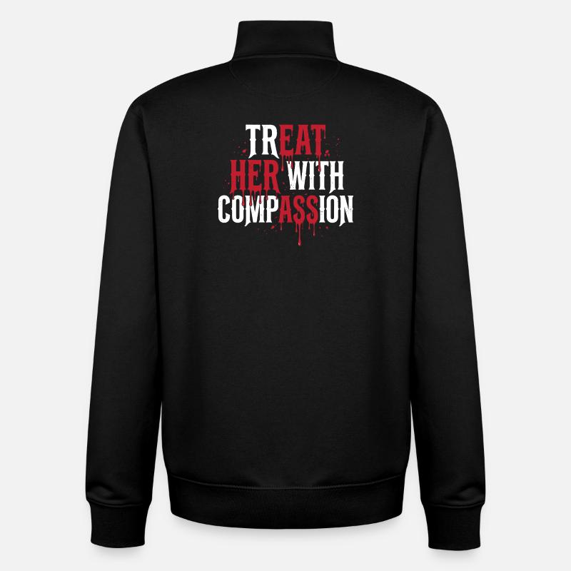 Traitez-la avec compassion - Sweat zippé unisexe en coton bio Stanley/Stella - noir
