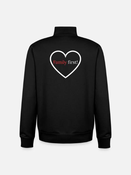 Family First! – Heart - Unisex Organic Zip Sweatshirt by Stanley/Stella - black