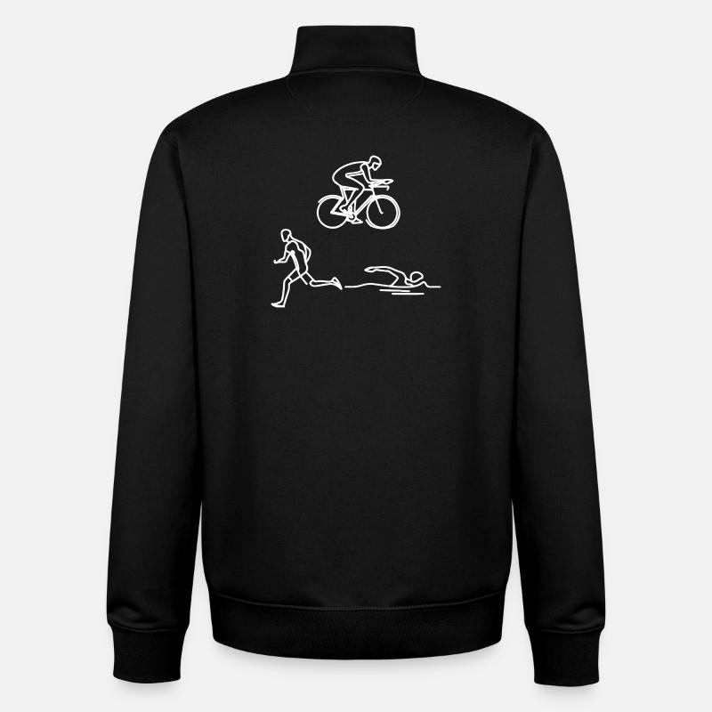 Triathlon Sketch - Sweat zippé unisexe en coton bio Stanley/Stella - noir