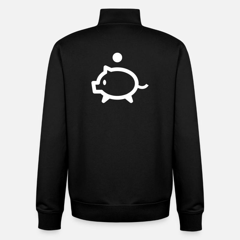 Sparschwein mit Münze - Unisex Organic Zip Sweatshirt von Stanley/Stella - Schwarz