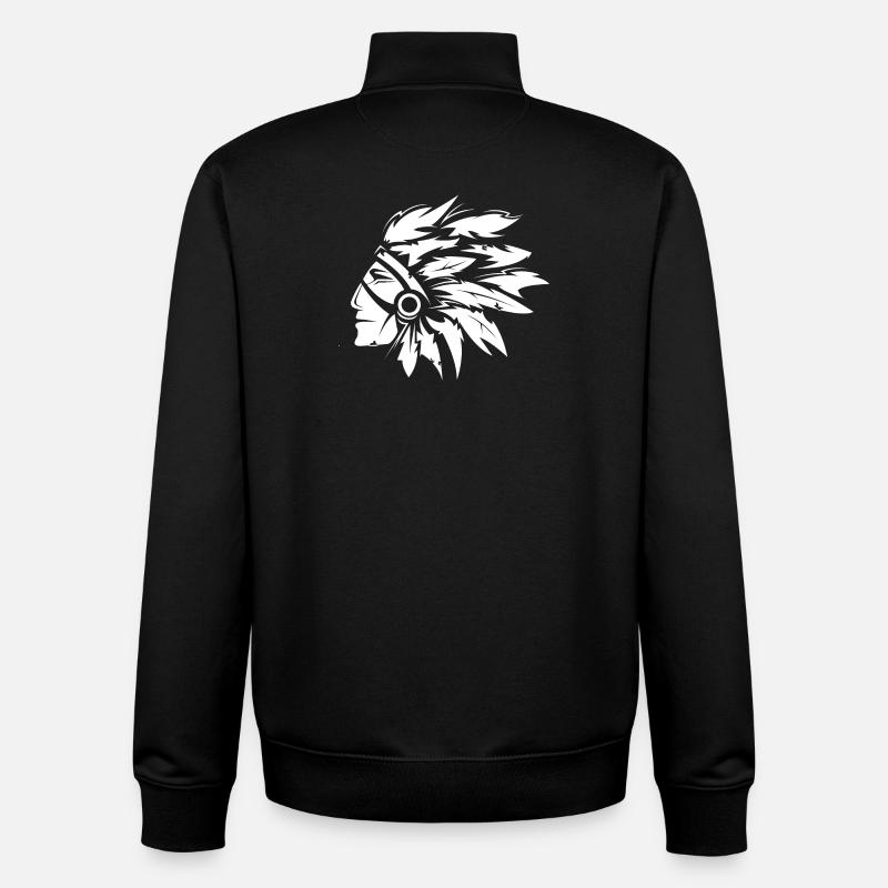 Chef indien Illustration Art graphique - Sweat zippé unisexe en coton bio Stanley/Stella - noir