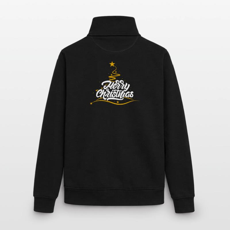 Merry Christmas Script Tree Unisex Organic Zip Sweatshirt by Stanley/Stella