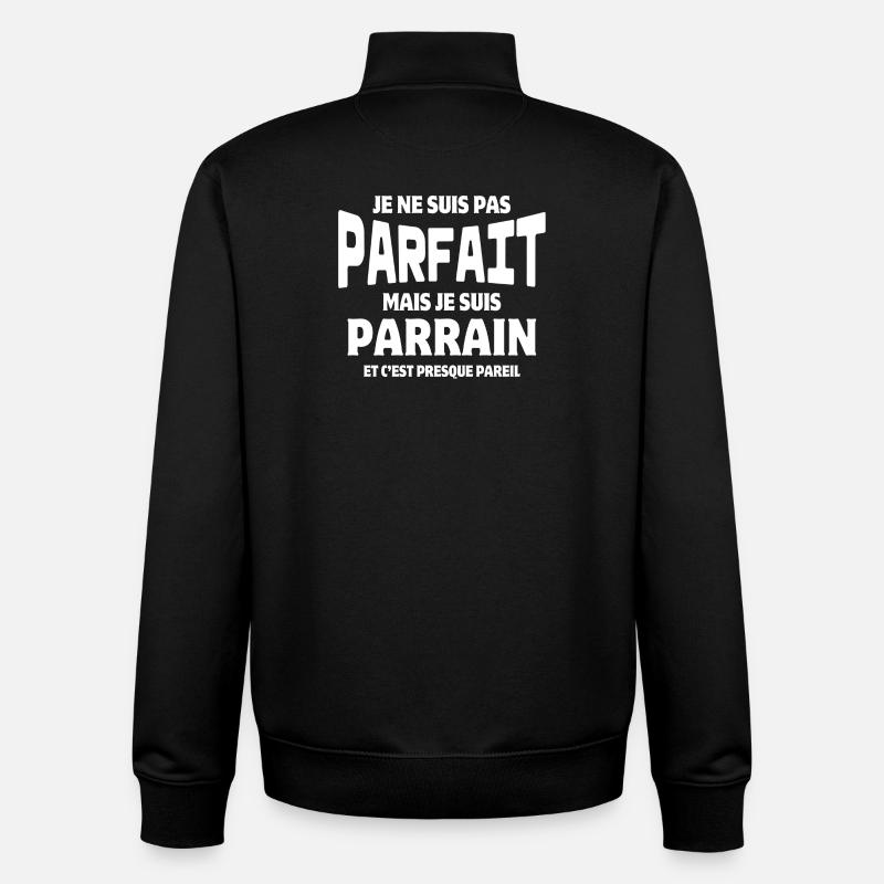 parrain, filleul, super parrain - Sweat zippé unisexe en coton bio Stanley/Stella - noir