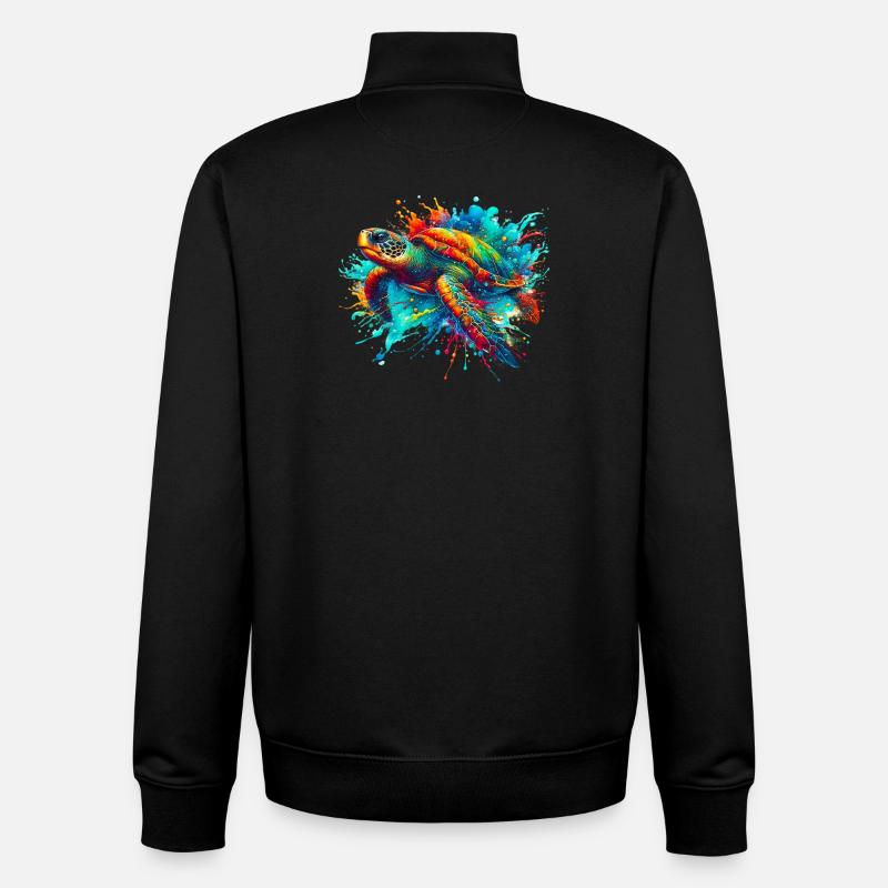 Tortue - Sweat zippé unisexe en coton bio Stanley/Stella - noir