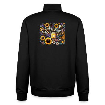 Vibrant, colorful artwork with bees - Unisex Organic Zip Sweatshirt by Stanley/Stella - black - Back - AI Model Male 185 light (185cm)