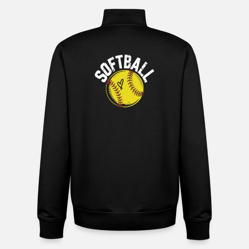 Illustration de softball avec un cœur - Sweat zippé unisexe en coton bio Stanley/Stella - noir