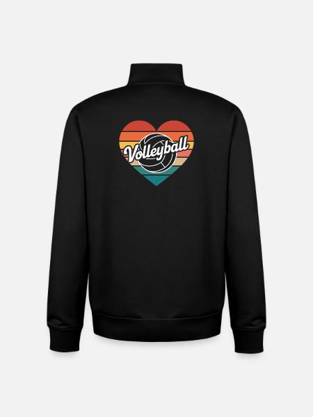 Volleyball Heart Retro - Unisex Organic Zip Sweatshirt by Stanley/Stella - black