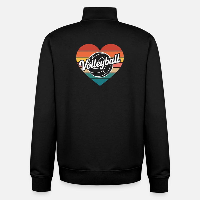 Volleyball Herz Retro - Unisex Organic Zip Sweatshirt von Stanley/Stella - Schwarz