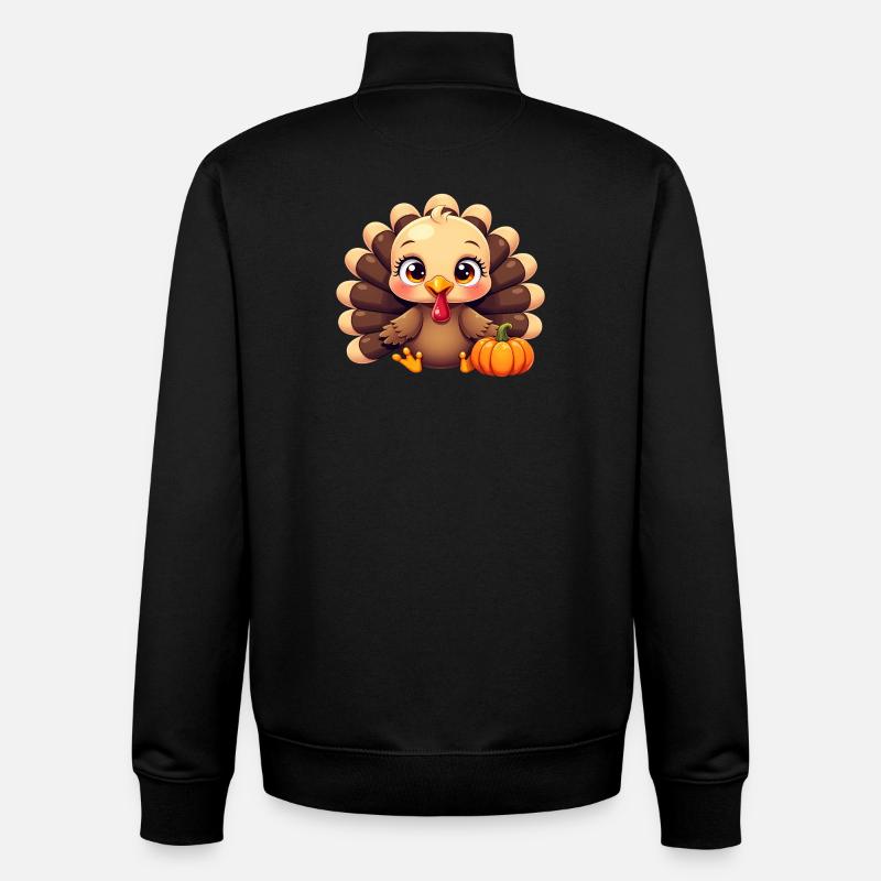Bébé dinde de Thanksgiving - Sweat zippé unisexe en coton bio Stanley/Stella - noir