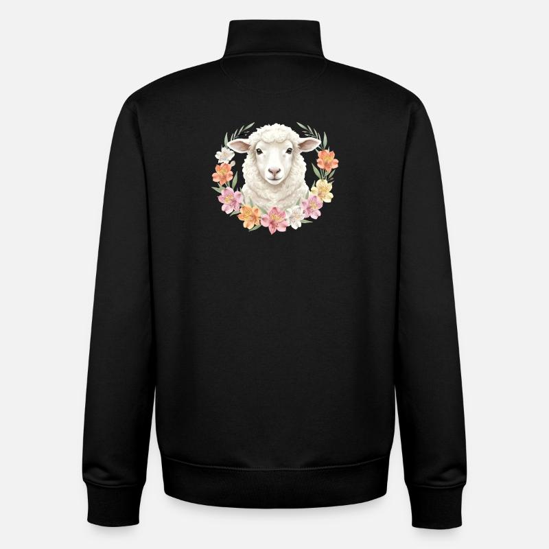 Mouton blanc - Sweat zippé unisexe en coton bio Stanley/Stella - noir