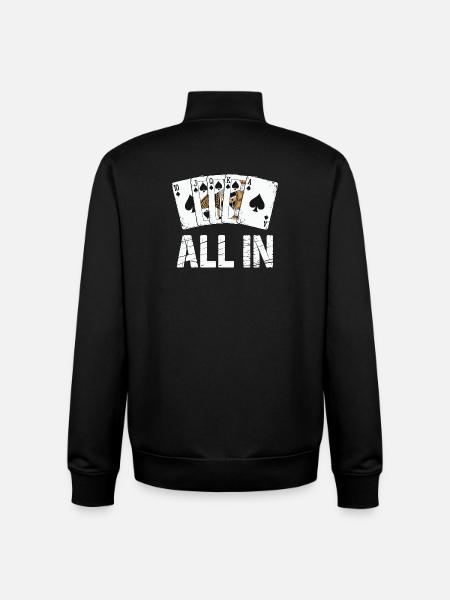 Poker Royal Flush - Conception ALL IN - Sweat zippé unisexe en coton bio Stanley/Stella - noir