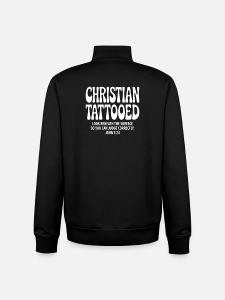 Christian Tattooed Verse Typography - Unisex Organic Zip Sweatshirt by Stanley/Stella - black