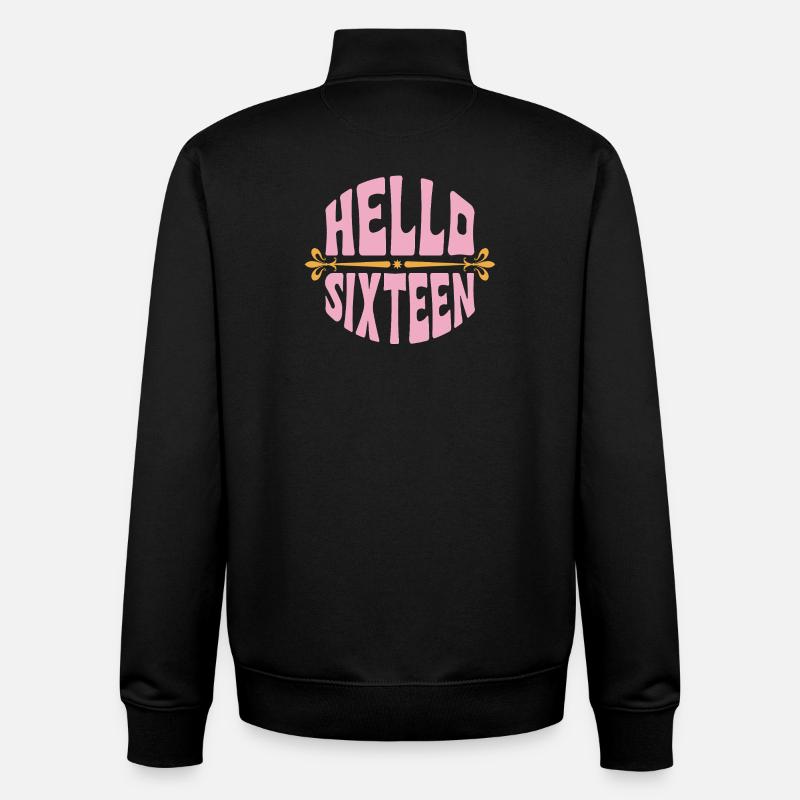 Bonjour Seize Or Rose - Sweat zippé unisexe en coton bio Stanley/Stella - noir
