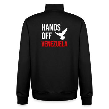 HANDS OFF VENEZUELA - Unisex Organic Zip Sweatshirt von Stanley/Stella - Schwarz - Hinten - AI Model Male 185 light (185cm)