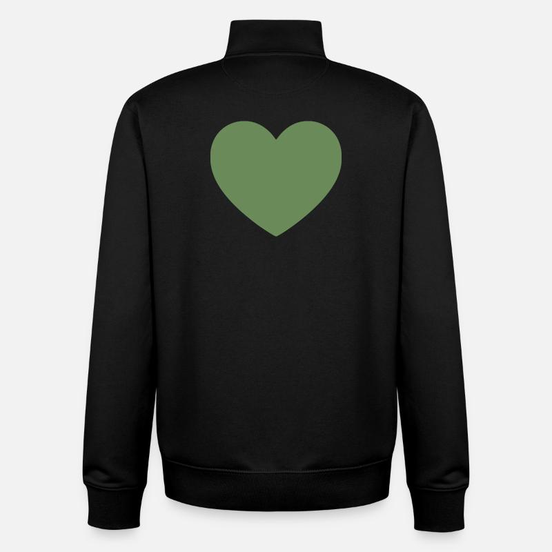 Cadeau de la Saint-Valentin vert cœur vert - Sweat zippé unisexe en coton bio Stanley/Stella - noir