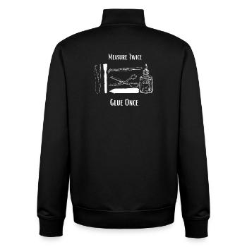 Zweimal messen, einmal kleben – maßstabsgetreues Modellier-Handwerk - Unisex Organic Zip Sweatshirt von Stanley/Stella - Schwarz - Hinten - AI Model Male 185 light (185cm)
