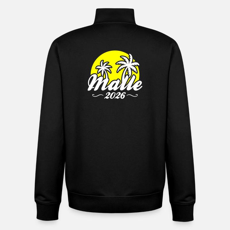 Malle 2026 Plage des Palmiers - Sweat zippé unisexe en coton bio Stanley/Stella - noir