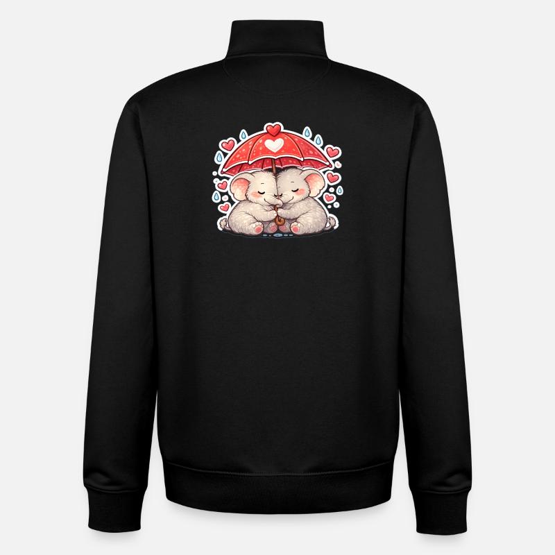 Kuschelelefanten Regenliebe - Unisex Organic Zip Sweatshirt von Stanley/Stella - Schwarz