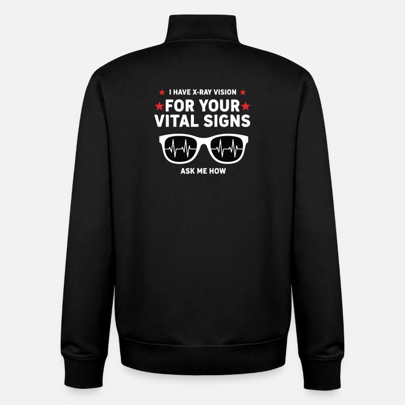 Humour Radiologue Vision X-Ray Signes Vitaux - Sweat zippé unisexe en coton bio Stanley/Stella - noir