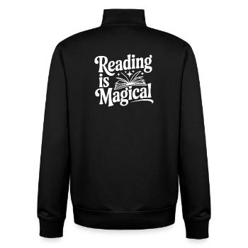 Reading is Magical - Unisex Organic Zip Sweatshirt by Stanley/Stella - black - Back - AI Model Male 185 light (185cm)