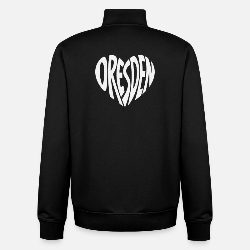 Lettrage en cœur de Dresde - Sweat zippé unisexe en coton bio Stanley/Stella - noir