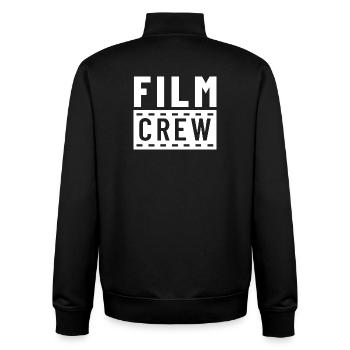 Minimalist CREW lettering in white - Unisex Organic Zip Sweatshirt by Stanley/Stella - black - Back - AI Model Male 185 light (185cm)
